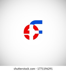 Vector Initial letter ef lowercase linked red blue logo isolated on white background. Modern design.