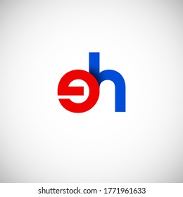 Vector Initial letter eh lowercase linked red blue logo isolated on white background. Modern design.