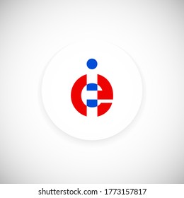 Vector Initial letter ei lowercase linked red blue logo isolated on white background. Modern design.
