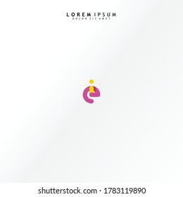 Vector initial letter ei lowercase linked purple deep yellow logo isolated on white background. Modern design.