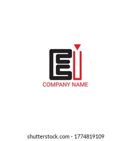 Vector Initial letter EI uppercase linked black logo isolated on white background. Modern design EPS 10.