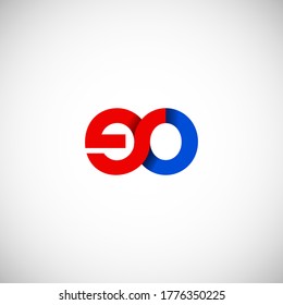 Vector Initial letter eo lowercase linked red blue logo isolated on white background. Modern design.