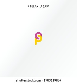 Vector initial letter ep lowercase linked purple deep yellow logo isolated on white background. Modern design.