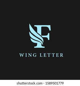 vector initial letter f business wing logo icon corporate technology concept blue color