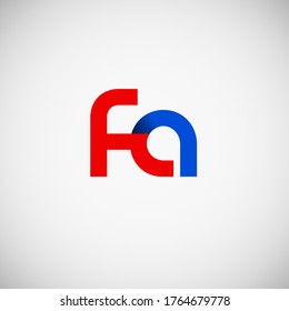 Vector Initial letter fa lowercase linked red blue logo isolated on white background. Modern design.