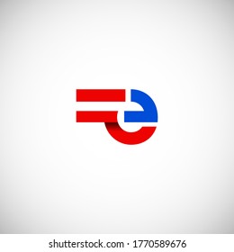 Vector Initial letter fe lowercase linked red blue logo isolated on white background. Modern design.