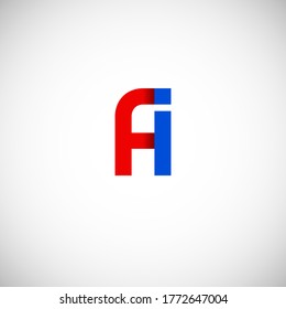 Vector Initial letter fi lowercase linked red blue logo isolated on white background. Modern design.
