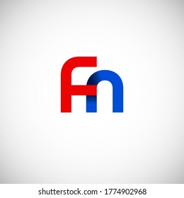 Vector Initial letter fn lowercase linked red blue logo isolated on white background. Modern design.