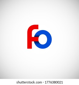 Vector Initial letter fo lowercase linked red blue logo isolated on white background. Modern design.
