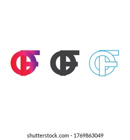 Vector Initial letter FO uppercase linked red blue logo isolated on white background. Modern design.