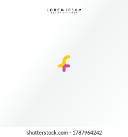Vector initial letter fs lowercase linked purple deep yellow logo isolated on white background. Modern design.