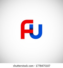 Vector Initial letter fu lowercase linked red blue logo isolated on white background. Modern design.
