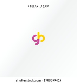 Vector initial letter gb lowercase linked purple deep yellow logo isolated on white background. Modern design.