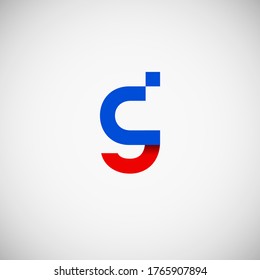 Vector Initial letter gc lowercase linked red blue logo isolated on white background. Modern design.