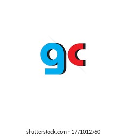 Vector Initial letter gc lowercase linked red blue logo isolated on white background. Modern design.