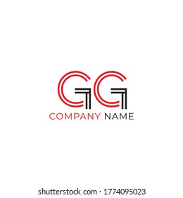 Vector Initial letter GG uppercase linked red and black logo isolated on white background. Modern design EPS 10