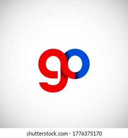 Vector Initial letter go lowercase linked red blue logo isolated on white background. Modern design.