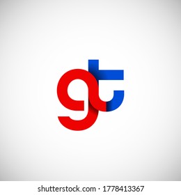 Vector Initial letter gt lowercase linked red blue logo isolated on white background. Modern design.