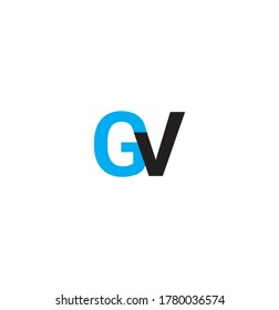 Vector Initial letter GV uppercase linked black and blue logo isolated on white background. Modern design 