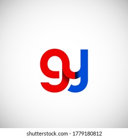 Vector Initial letter gy lowercase linked red blue logo isolated on white background. Modern design.