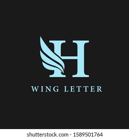 vector initial letter h business wing logo icon corporate technology concept blue color