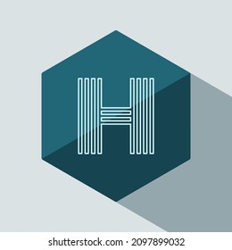 vector Letra inicial H diseño plano hexágono con sombra. plantilla de diseño de icono universal.