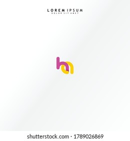 Vector initial letter ha lowercase linked purple deep yellow logo isolated on white background. Modern design.