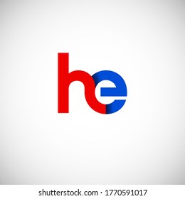 Vector Initial letter he lowercase linked red blue logo isolated on white background. Modern design.