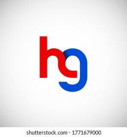 Vector Initial letter hg lowercase linked red blue logo isolated on white background. Modern design.