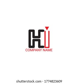 Vector Initial letter HI uppercase linked black logo isolated on white background. Modern design EPS 10.