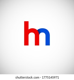 Vector Initial letter hn lowercase linked red blue logo isolated on white background. Modern design.