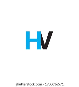 Vector Initial letter HV uppercase linked black and blue logo isolated on white background. Modern design 