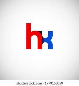 Vector Initial letter hx lowercase linked red blue logo isolated on white background. Modern design.