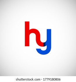 Vector Initial letter hy lowercase linked red blue logo isolated on white background. Modern design.
