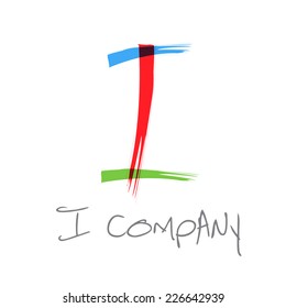 Vector initial letter I, scrawled text