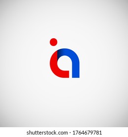 Vector Initial letter ia lowercase linked red blue logo isolated on white background. Modern design.