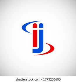 Vector Initial letter ij lowercase linked red blue logo isolated on white background. Modern design.