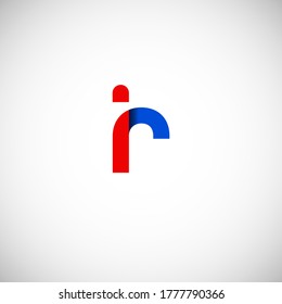 Vector Initial letter ir lowercase linked red blue logo isolated on white background. Modern design.