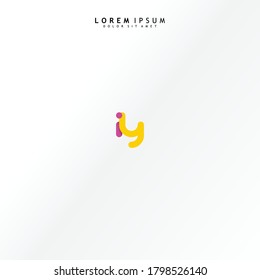 Vector initial letter iy lowercase linked purple deep yellow logo isolated on white background. Modern design.