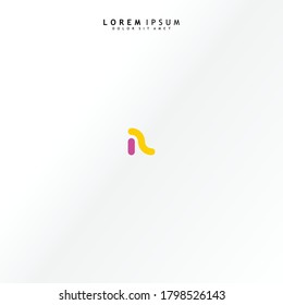 Vector initial letter iz lowercase linked purple deep yellow logo isolated on white background. Modern design.