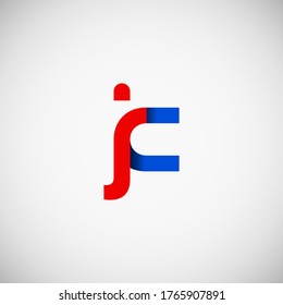 Vector Initial letter jc lowercase linked red blue logo isolated on white background. Modern design.