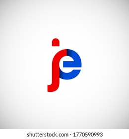 Vector Initial letter je lowercase linked red blue logo isolated on white background. Modern design.