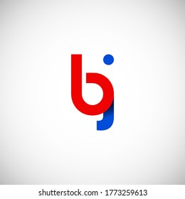 Vector Letra inicial jj logo azul rojo ligado en minúsculas aislado en fondo blanco. Diseño moderno.