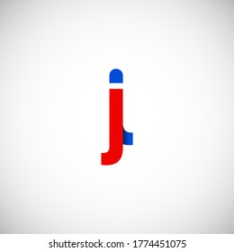 Vector Initial letter jl lowercase linked red blue logo isolated on white background. Modern design.