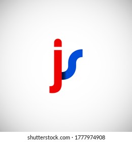Vector Initial letter js lowercase linked red blue logo isolated on white background. Modern design.