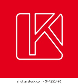 Vector initial letter K. Sign made with red line 