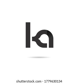 Vector Initial letter ka lowercase linked black logo isolated on white background. Modern design.