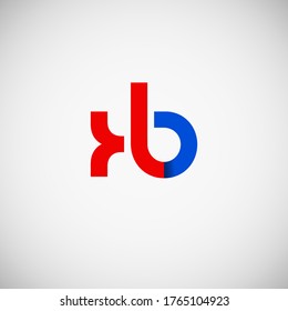 Vector Initial letter kb lowercase linked red blue logo isolated on white background. Modern design.