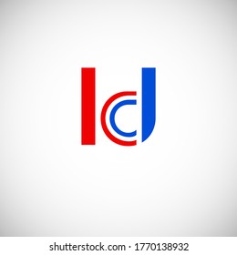 Vector Initial letter kd lowercase linked red blue logo isolated on white background. Modern design.