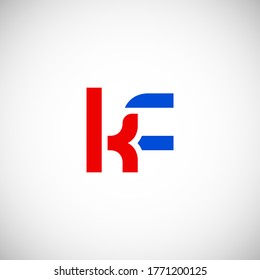 Vector Initial letter kf lowercase linked red blue logo isolated on white background. Modern design.